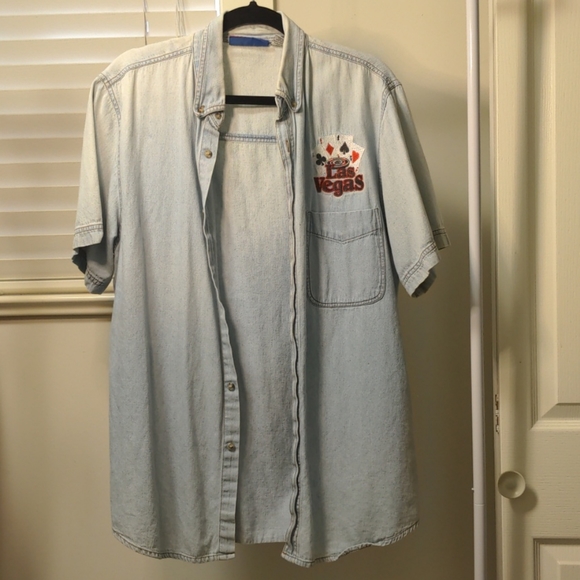 Vintage Demin Button Up Shirt Size L/XL - Picture 2 of 7